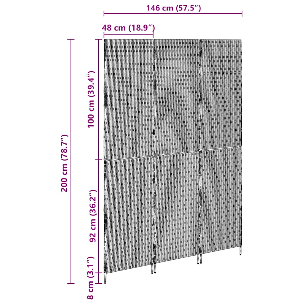 Room Divider Folding Manual Beige 146 x 200 cm Poly Rattan